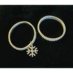Rhinestone Bangle Bracelet Set‎ Snowflake Charm Holiday Party Silver Tone Photo 1