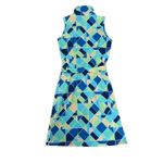 J. McLaughlin  Dolly Catalina Cloth Sleeveless Dress Belted Green/Blue Print XS Photo 3