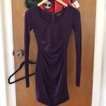 EXPRESS Maroon Sweater dress sparkly glittery formfitting XS draped sexy fun Photo 2