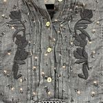 Anthropologie Dolan Lauren Embroidered Edwardian Blouse Blue Gray Boho xs Photo 2