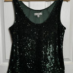 Milly  Emerald Green Sequin Tank Top Sleeveless Party Holiday Evening Small Photo 0