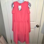 Nicole Miller  Ruffle Cold Shoulder Long Sleeve Dress Coral Camellia Rose 12 NWT Photo 6