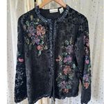 Vintage Draper's & Damon's Floral Velvet Beaded Sequin Open Evening Jacket L Black Size L Photo 1