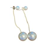 Pearl Dangle 2 Way Drop Or Stud Earrings NEW White Photo 3