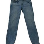 AMO Cropped Distressed Raw Hem Skinny Jeans Stretch Denim Light Wash size 25 Photo 0