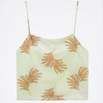 ZARA  New Women Sleeveless Linen Blend Embroidered Lingerie Top Size Large Photo 0