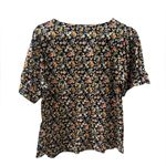 Loft  Petite Cotton Floral Short Sleeve Shirt - Navy - Tie Sleeves Photo 1