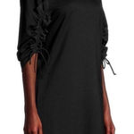 COS  navy blue Scuba Midi Dress Ruffled drawstring Sleeves boxy modest M Photo 0