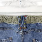 Vintage Y2K American Star Green Crochet Embroidered Cropped Denim Jeans Blue Size 30 Photo 6