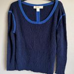 Ramy Brook Two Tone Blue Knit Cotton Linen Scoop Neck Sweater Womens S Modest Photo 0