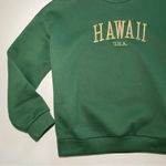 SheIn Cozy Embroidered Gold HAWAII USA Green Crewneck Sweater Size SM/US 4 Photo 5