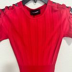The Kooples Red Knit Fit and Flare Mini Dress Fancy Detail Sleeve Size Small NEW Photo 5