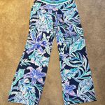 Lilly Pulitzer  Georgia May Palazzo Pants "Ready Set Gecko" Blue Pink Size Medium Photo 0