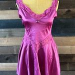 Vassarette Vintage  Lace Baby Doll Magenta Nylon Spandex Dress Tagged Size M Photo 0