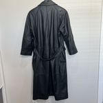 Vtg Together! 12 Trench Coat Black Leather Long Women's Double Breasted Heavy Photo 7