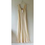 Silk Sz S Maxi Tank Silk Dress Sleeveless Scoop Neck Long Dress Beige Photo 1