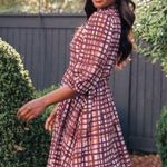 Gal Meets Glam  Lindsey Painted Windowpane Tie Neck Photo 0