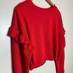 Revamped CLEARANCE! Red Boutique Ruffle Shoulder Crop Sweatshirt Size M NWT Photo 3