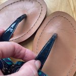 Coach  Sammy blue and green canvas navy hardware and patent detail sandals Photo 10