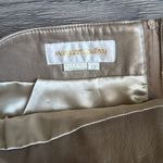 Margaret Godfrey Womens Gold Leather Skirt Size 12 Front Tie Raw Hem Lined EUC Photo 4