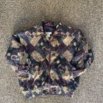 Bogari 100% Silk Vintage Bomber Jacket Women’s L Patchwork Print Y2K Brown Size L Photo 3