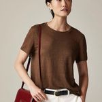 J.Crew NWT New Relaxed Linen T-shirt Short Sleeve Licorice Root Brown Photo 0