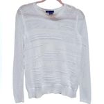 Vince NEW KNIT LONG SLEEVE ROUND NECK WHITE PULLOVER MESH SWEATER TOP M Photo 1