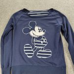 Disney Parks Mickey Mouse Sweatshirt Womens XS Navy Blue Boatneck Lightweight Photo 10