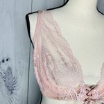 Victoria's Secret  Dusty Rose Pink Lace Plunge Bra Size 38D Tie Front Photo 2