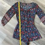American Eagle  Romper Blue Red Floral Medium Viscose Pockets Vacation Photo 8