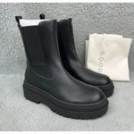 Good American  Black Faux Leather Chelsea Lug Sole Pull On Combat Boots 11 NEW Photo 3