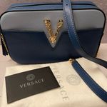 Versace  Virtus Shoulder Bag Blue Color Block with Gold Hardware EUC Photo 1