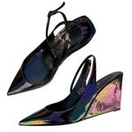 Christian Louboutin NEW Condorage Strap 85mm Iridescent Wedge Heel size 37 Black Photo 0