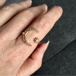 Gold + Rhinestone Moon + Star Cuff Fashion Ring, Size 8 Photo 0
