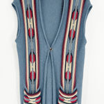 CHAPS  Womens Boho Aztec Southwestern Knit Long Cardigan Sweater Vest Size 1X Photo 0