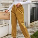 American Apparel Khaki High Waisted Straight Leg Pants Casual Corduroy Pants Vintage Trousers Photo 5