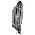 Robert Stock Vintage Bomber Jacket Silk Large Geometric Print Blue Photo 11