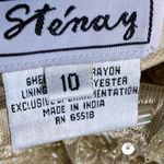 Vintage Stenay Maxi Dress 10 Cream Sheer Beaded Fairy Y2K Rayon Evening Gown Photo 3