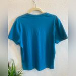 Michael Kors  Women’s Blue V-Neck Logo Cotton T-Shirt Size L Photo 2