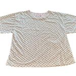 Vintage Cottagecore Pink Floral Pajama Top Women's Short Sleeve Soft Sleep Shirt White Photo 0