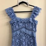ASOS New Design Premium Lace Midi Dress With Ruffle Detail in Blue Size US 6 Photo 4