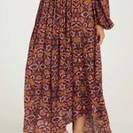 Billabong maxi skirt abstract printed browns, blue, pink & white size M NWT Photo 0