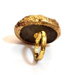 Designer Originals NEW - Stunning Dark Rainbow Druzy Agate & Gold Bohemian Statement Ring - Size 6 Photo 2