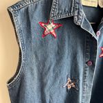 lemon grass Vintage  denim vest embroidered stars size small Photo 1