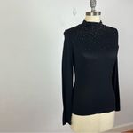St. John  Black Mock Neck Rhinestone Top Photo 1