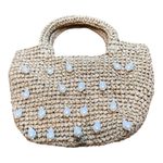J.Crew Handknotted Straw Pearl Top Handle Bag NWT MSRP $115 Summer Coastal Boho Tan Photo 1