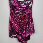 Lulus NWT Look Like a Star Magenta Pink Reversible Sequin Strapless Dress MEDIUM Photo 5