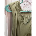 Wonderly  Olive Green Tiered Smocked V Neck Sleeveless Tank Top Women's L Photo 2