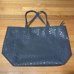 Bath & Body Works  Large Laser Cut Grey & Metallic Silver/Dark Grey Tote Bag Photo 3