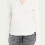 MOTHER Denim the Split Varsity Long Sleeve in Whisper White size Small Photo 0